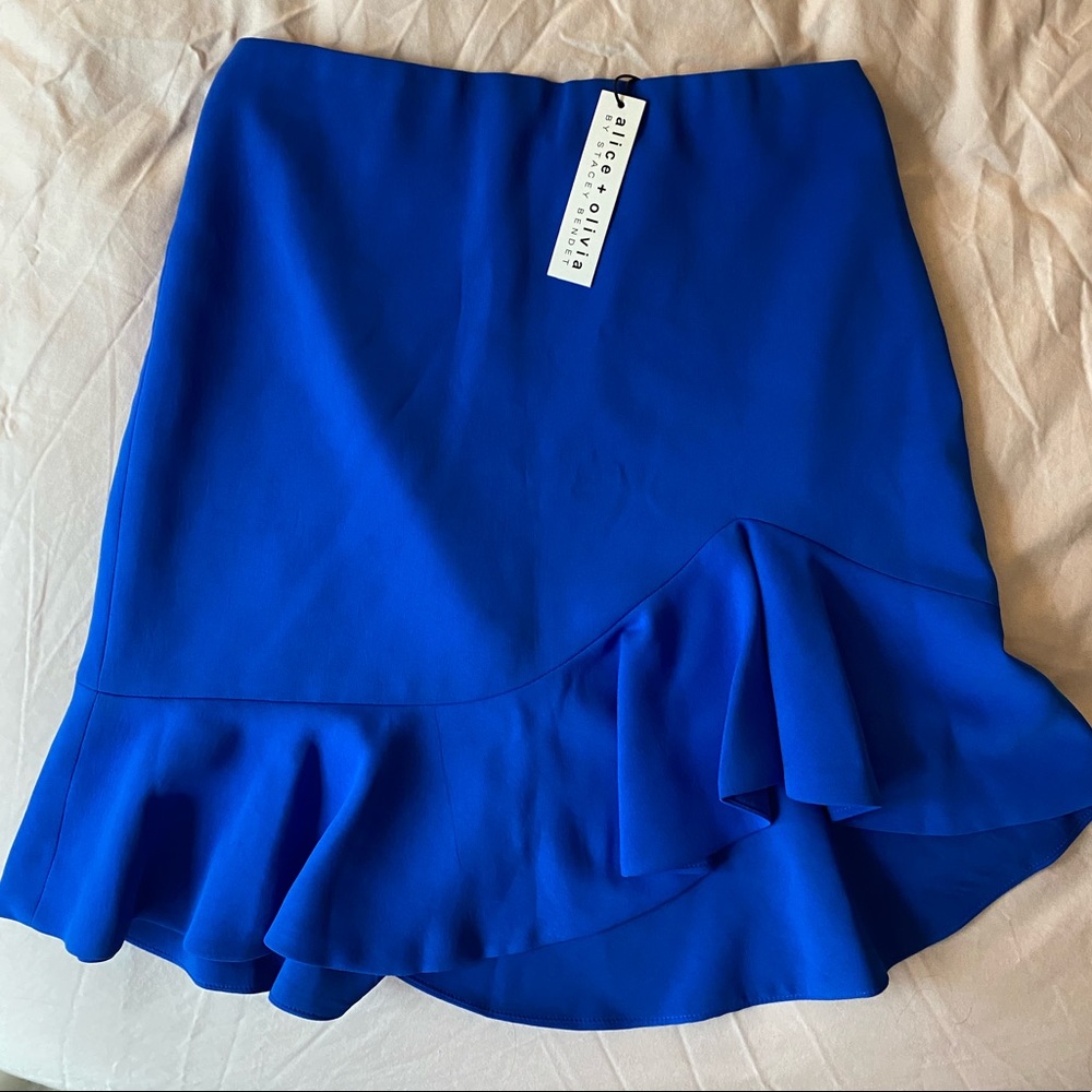 Royal Blue Alice + Olivia ruffle mini skirt